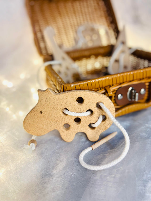 Hippo Baby Gioco di Infilatura in legno