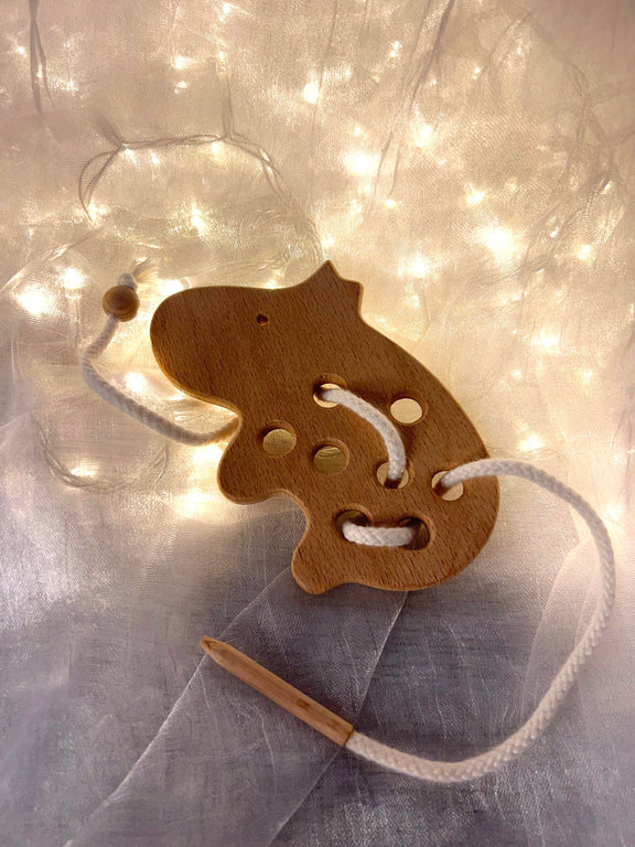 Hippo Baby Gioco di Infilatura in legno